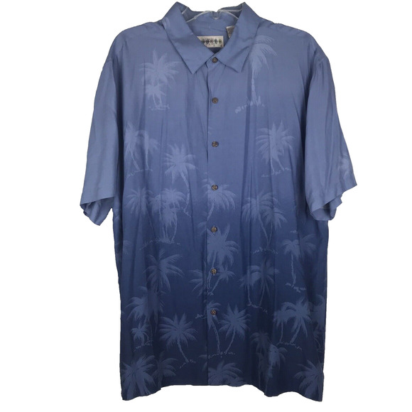 Campia Moda Hawaiian Shirt Short Sleeve Button Up Blue Palm Trees Men's XL - Picture 1 of 10